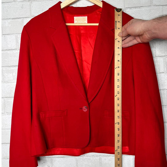 Pendleton 10 Matching 2-Piece 100% Wool Suit Set Blazer A-Line Skirt Jacket Red - Picture 7 of 14